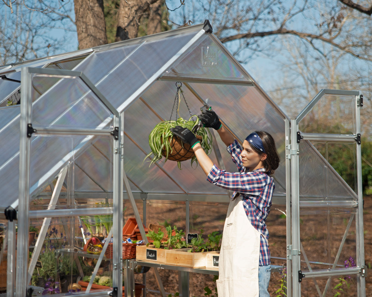 Balance 8' x 12' Greenhouse - Silver Frame & Hybrid Polycarbonate Panels