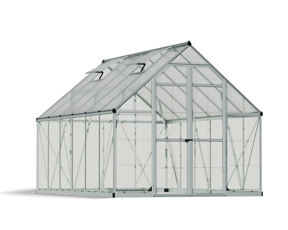Balance 8' x 12' Greenhouse - Silver Frame & Hybrid Polycarbonate Panels