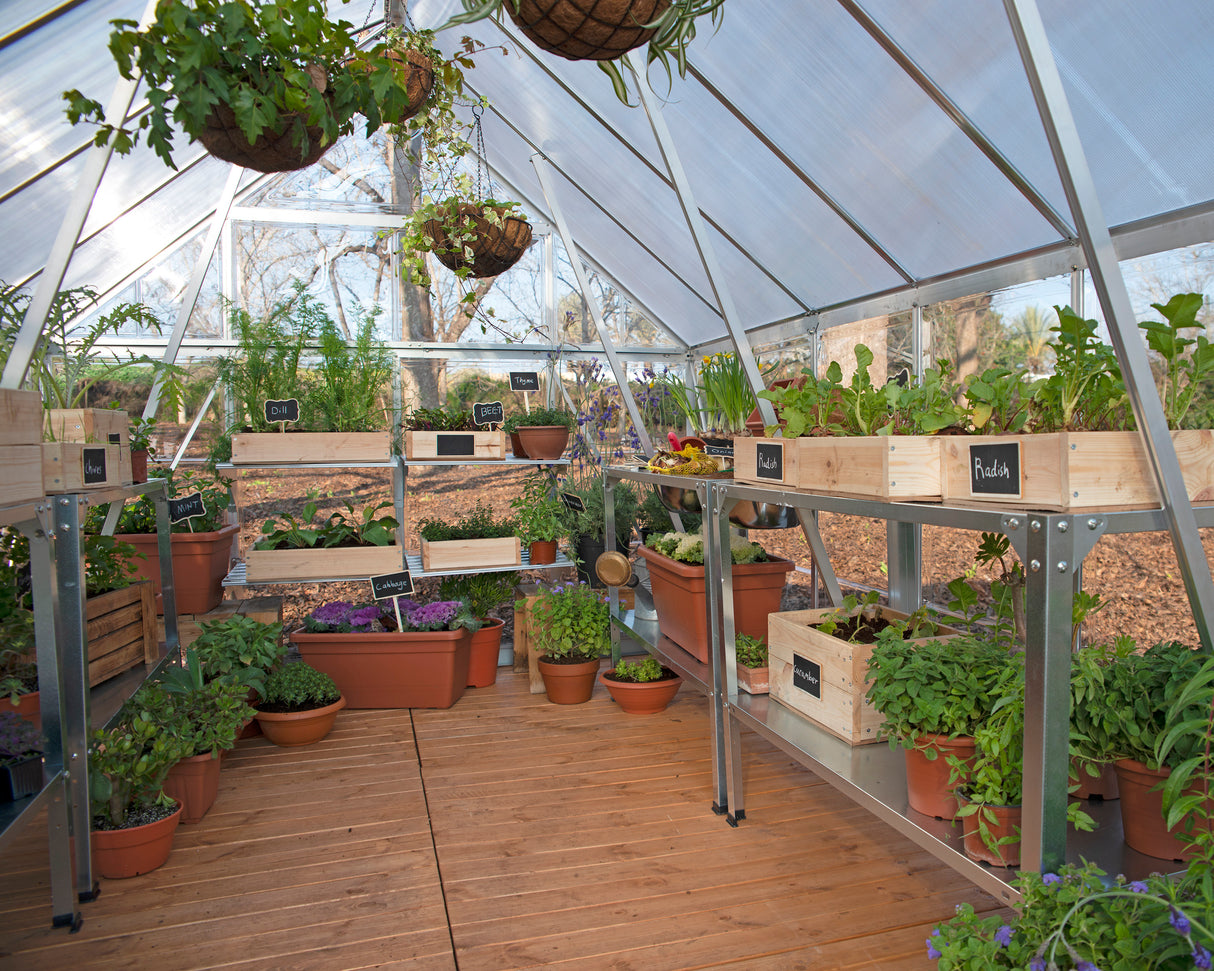 Balance 8' x 12' Greenhouse - Silver Frame & Hybrid Polycarbonate Panels