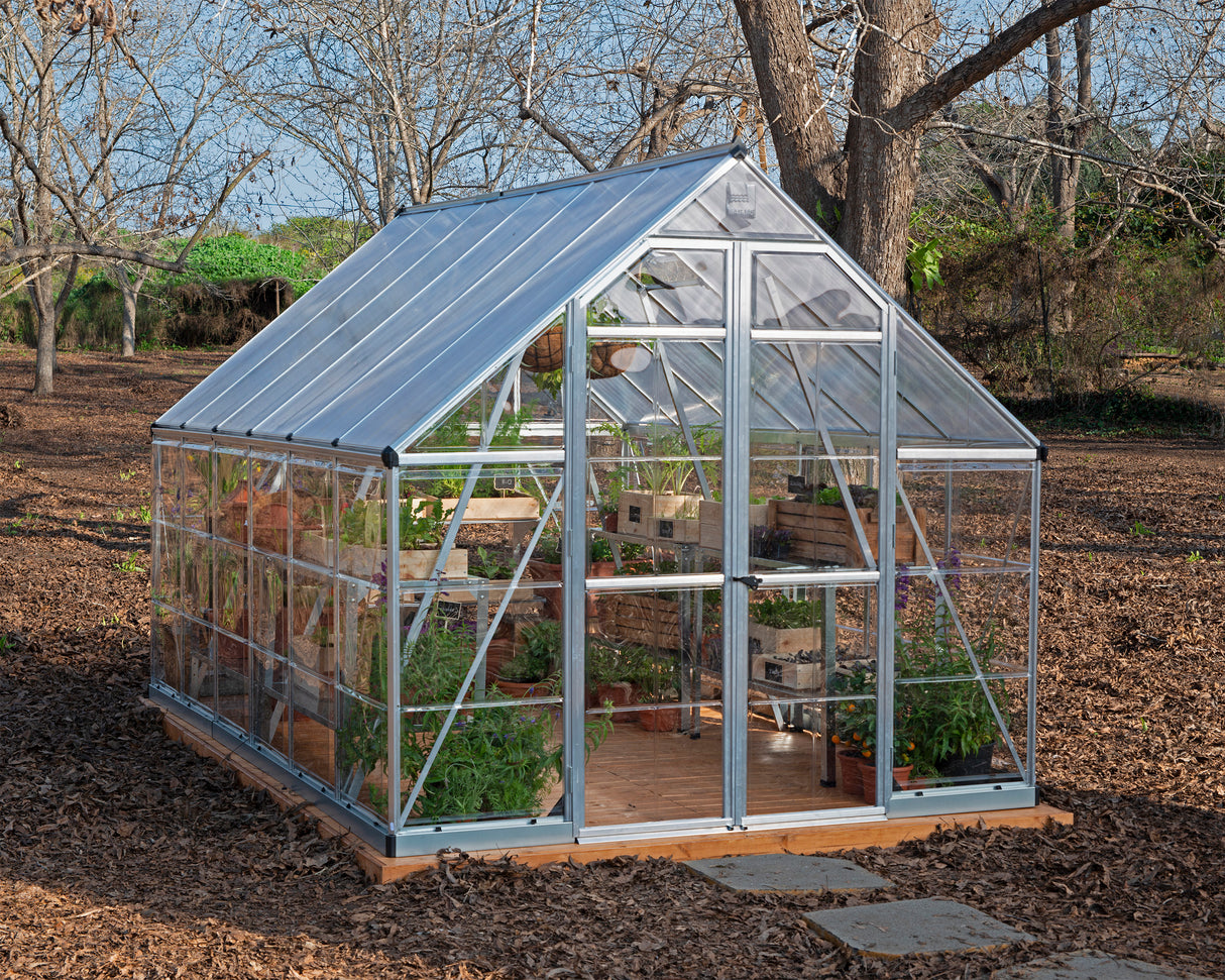 Balance 8' x 12' Greenhouse - Silver Frame & Hybrid Polycarbonate Panels