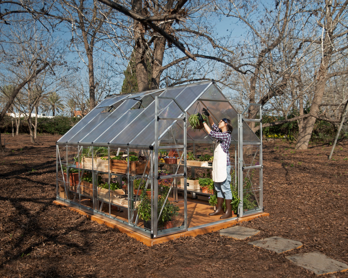 Balance 8' x 12' Greenhouse - Silver Frame & Hybrid Polycarbonate Panels