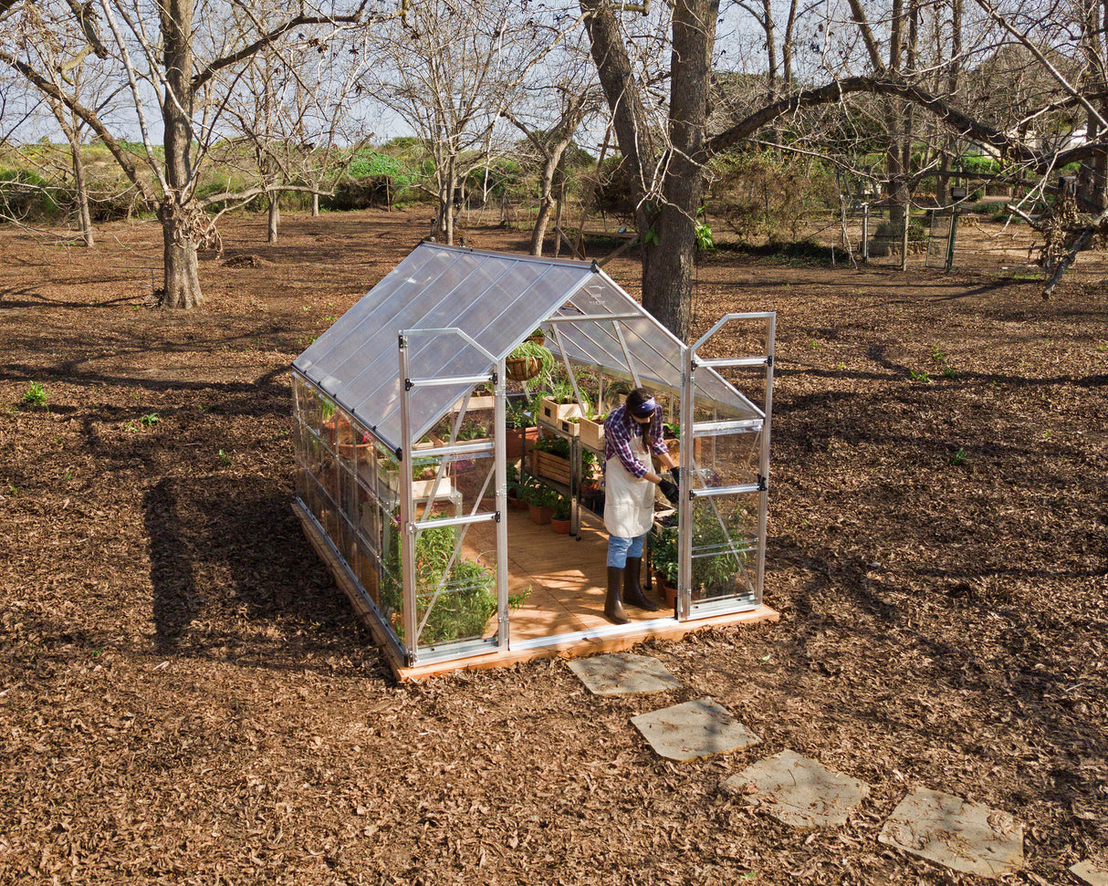 Balance 8' x 12' Greenhouse - Silver Frame & Hybrid Polycarbonate Panels