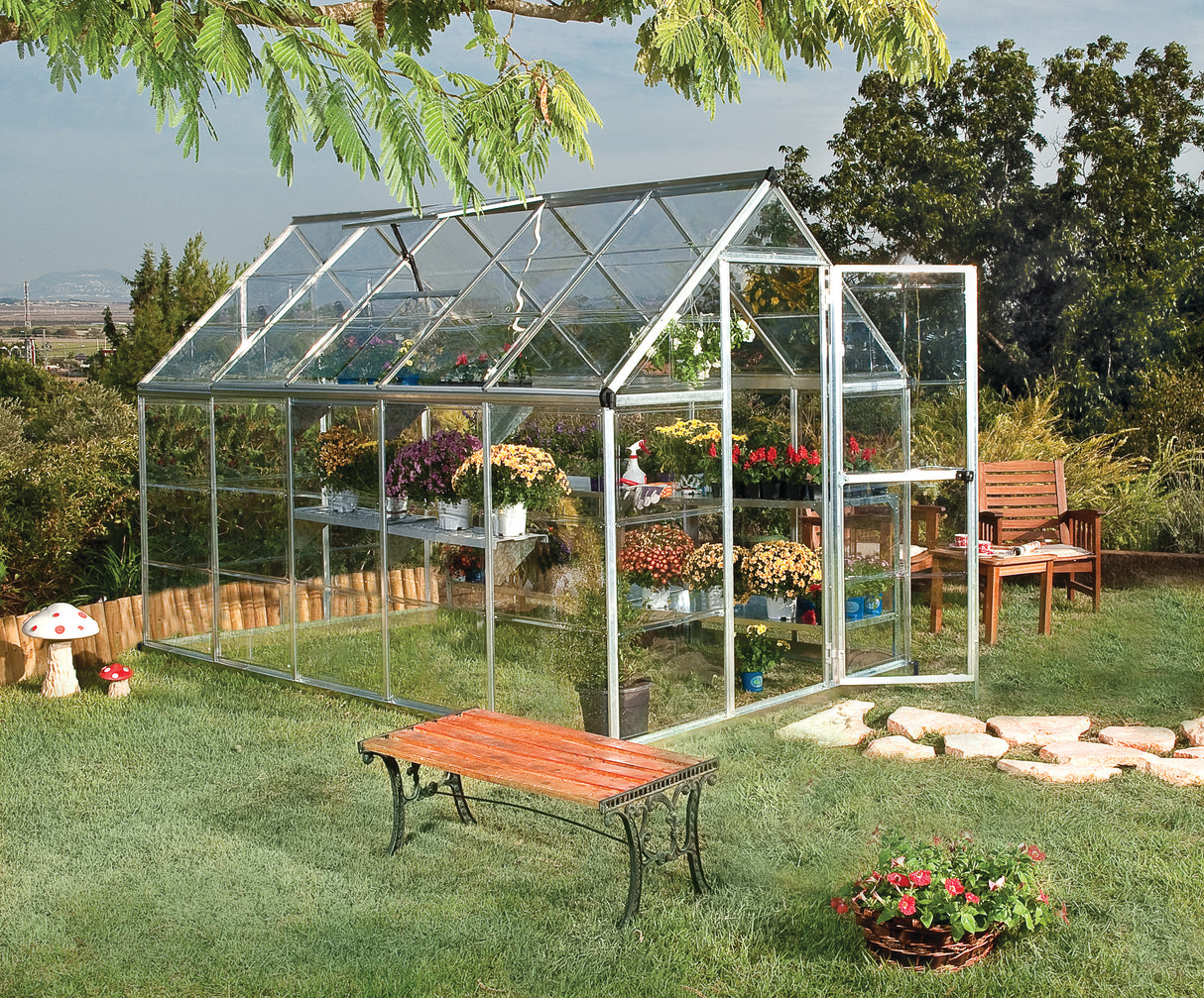 Harmony 6' x 10' Greenhouse - Silver Frame & Clear Polycarbonate Panels