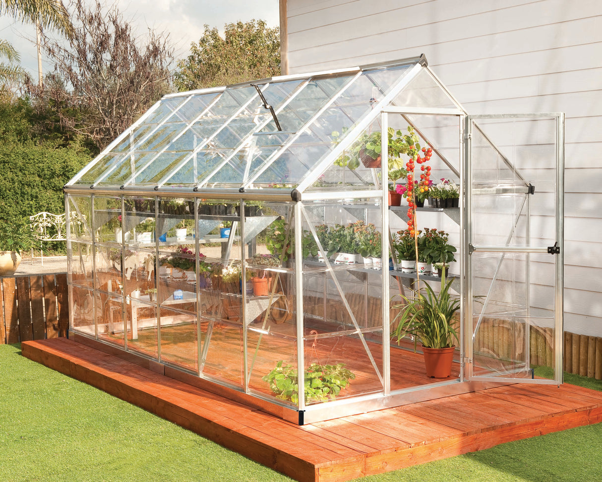 Harmony 6' x 12' Greenhouse - Silver Frame & Clear Polycarbonate Panels
