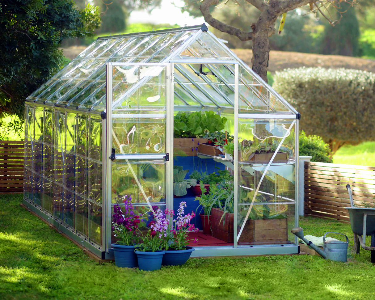 Harmony 6' x 14' Greenhouse - Silver Frame & Clear Polycarbonate Panels