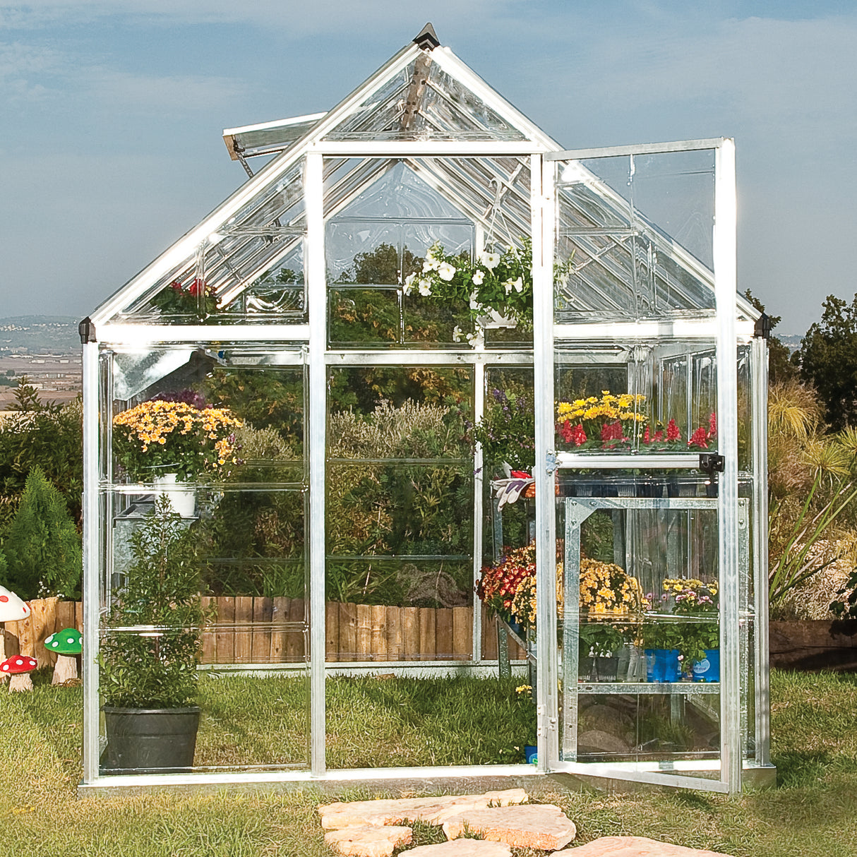 Harmony 6' x 12' Greenhouse - Silver Frame & Clear Polycarbonate Panels