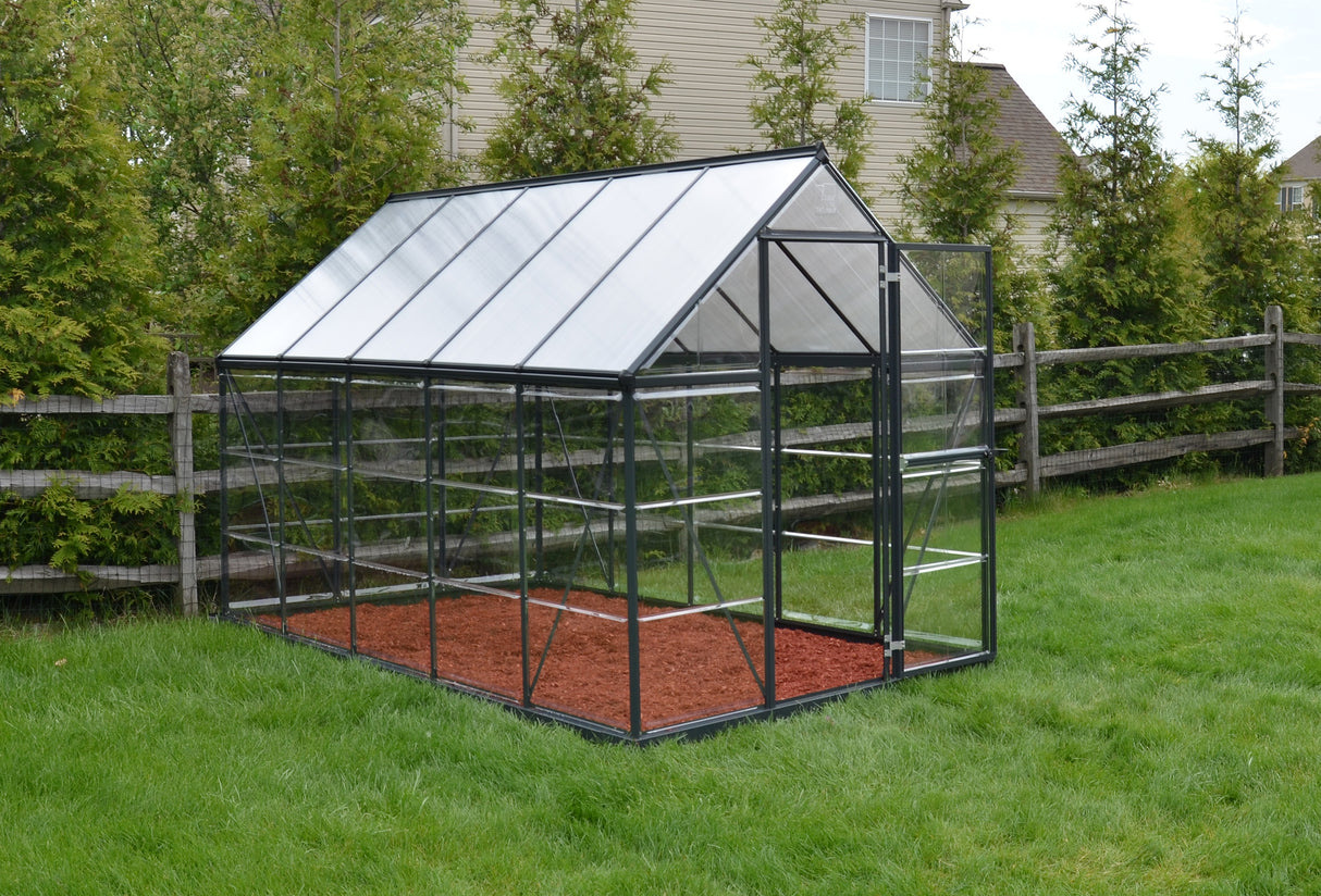 Hybrid 6' x 10' Greenhouse - Grey Frame & Hybrid Polycarbonate Panels