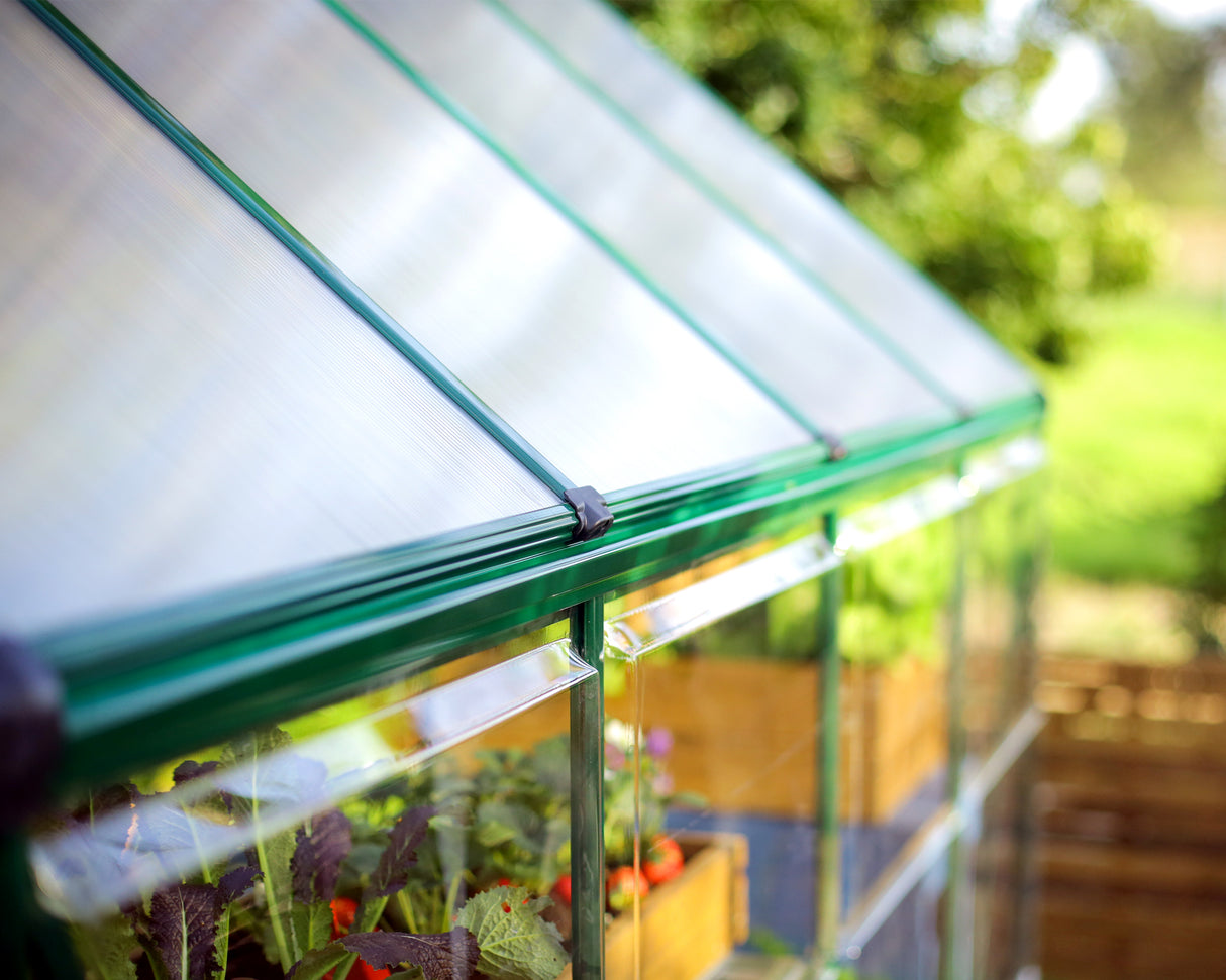 Hybrid 6' x 4' Greenhouse - Green Frame & Hybrid Polycarbonate Panels