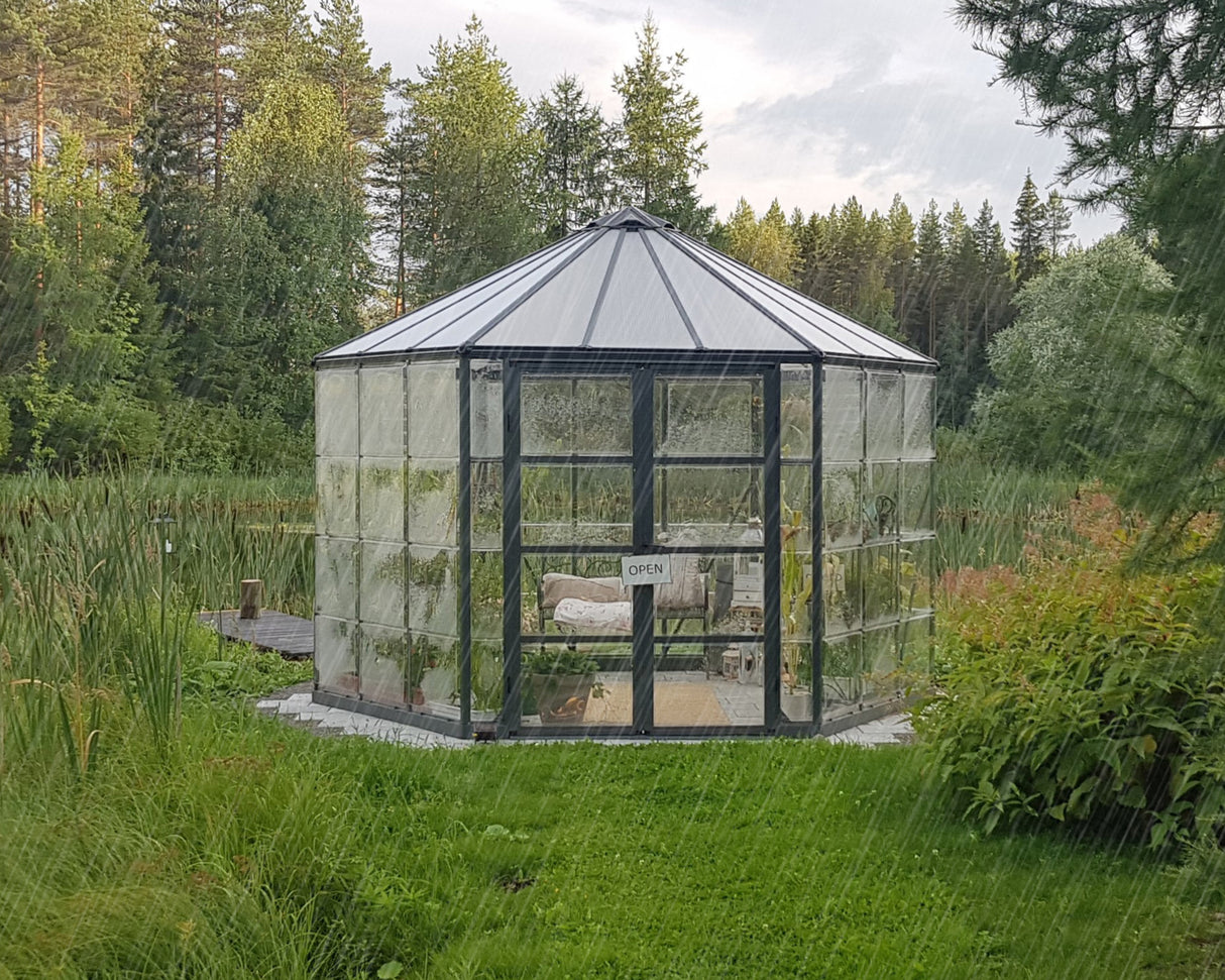 Oasis 12' Hexagonal Greenhouse - Grey Frame & Hybrid Polycarbonate Panels