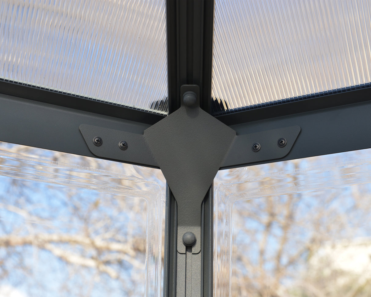 Oasis 12' Hexagonal Greenhouse - Grey Frame & Hybrid Polycarbonate Panels