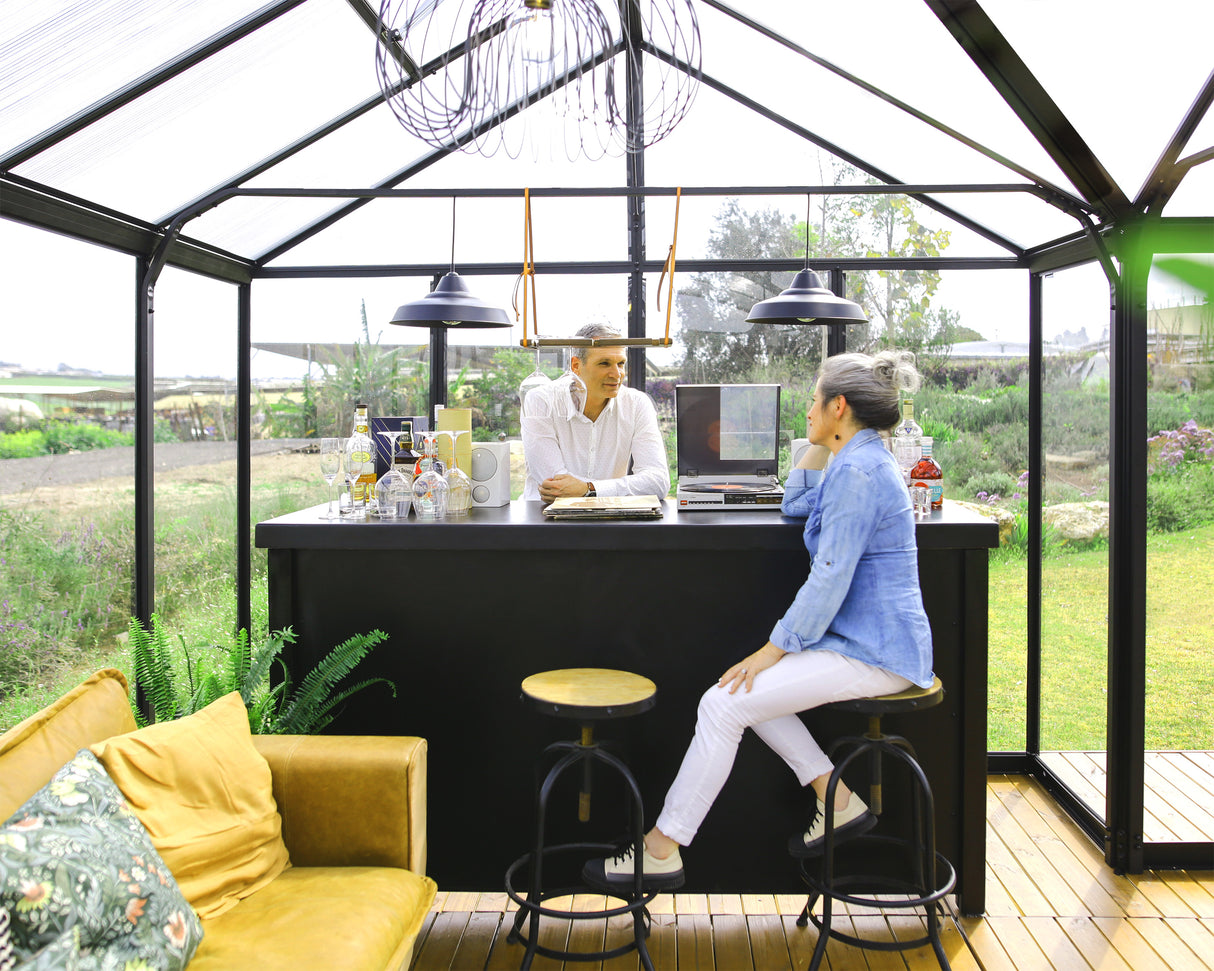 Triomphe 13' x 15' Greenhouse - Black Aluminium Frame & Clear Polycarbonate Panels