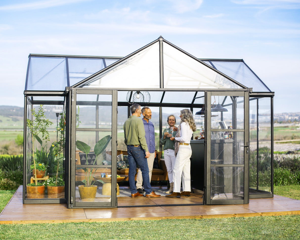 Triomphe 13' x 15' Greenhouse - Black Aluminium Frame & Clear Polycarbonate Panels