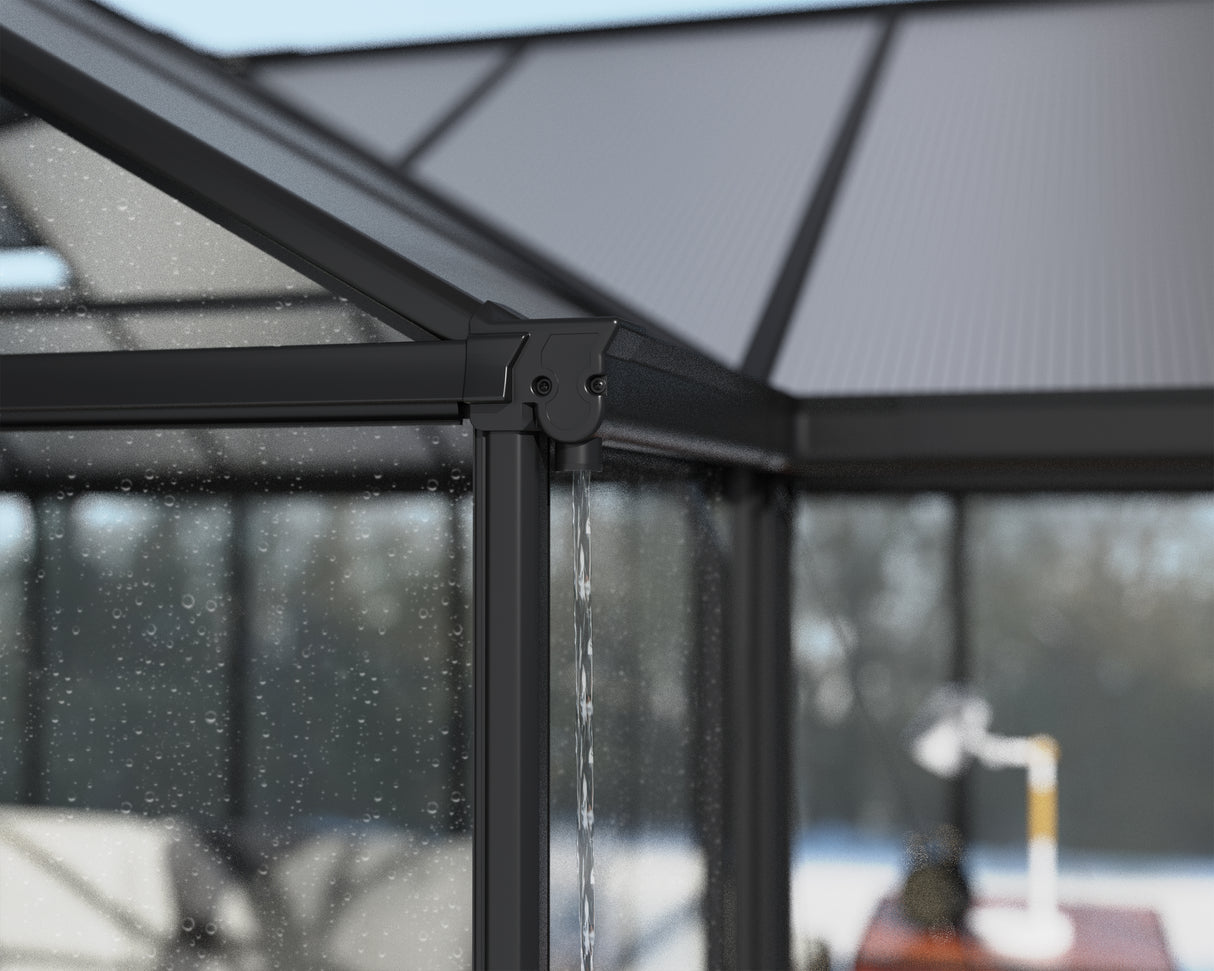 Triomphe 13' x 15' Greenhouse - Black Aluminium Frame & Clear Polycarbonate Panels