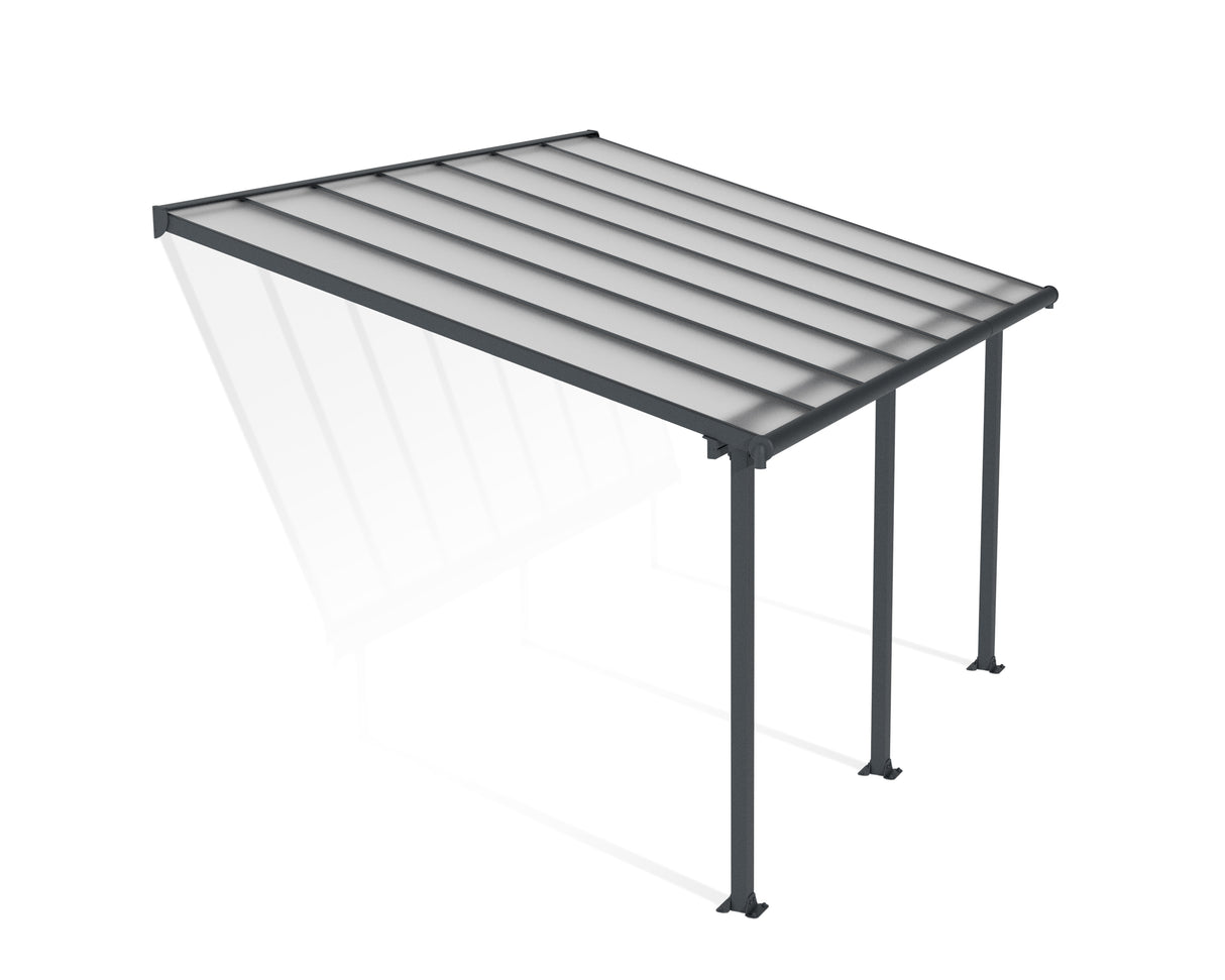 Olympia Patio Cover 3m x 4.3m - Grey Frame & Clear Polycarbonate