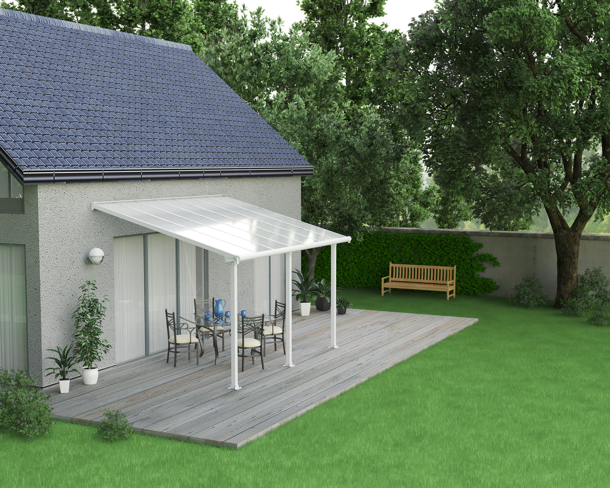 Olympia Patio Cover 3m x 4.3m - White Frame & Clear Polycarbonate