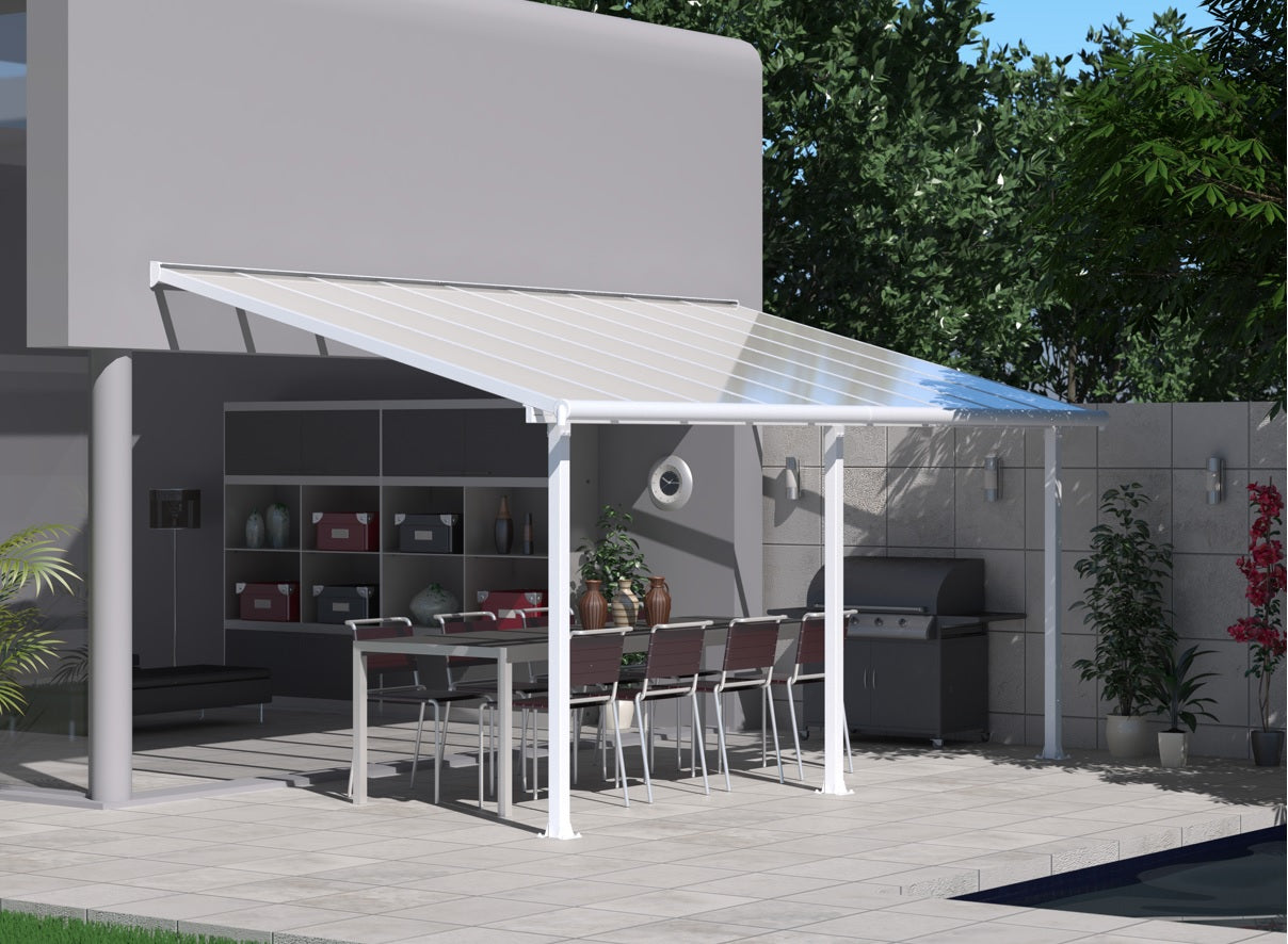 Olympia Patio Cover 3m x 5.5m - White Frame & Clear Polycarbonate