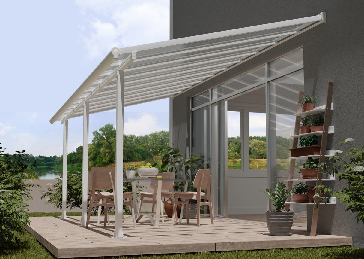 Olympia Patio Cover 3m x 6.2m - White Frame & Clear Polycarbonate