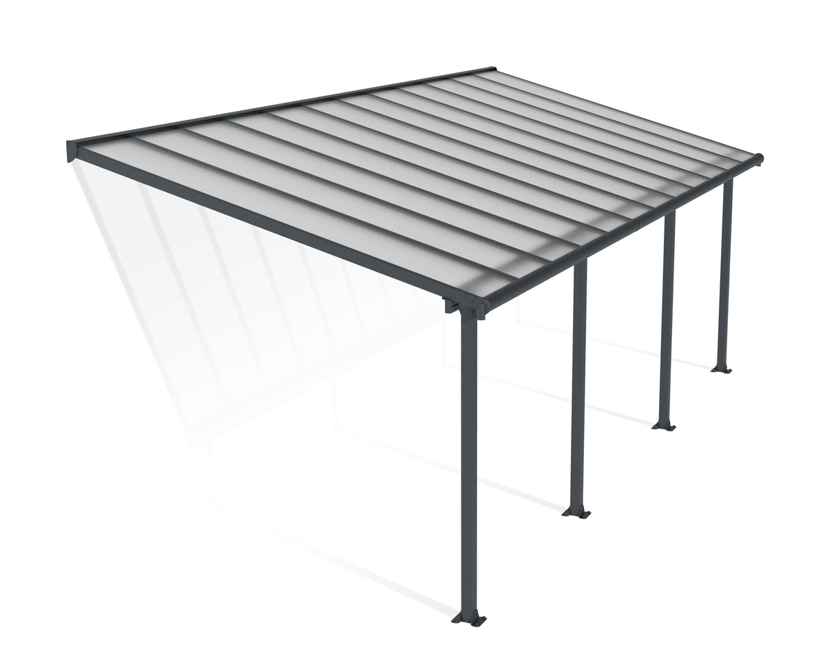 Olympia Patio Cover 3m x 7.4m - Grey Frame & Clear Polycarbonate