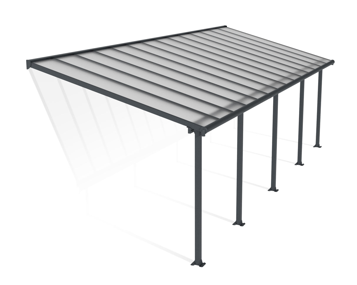 Olympia Patio Cover 3m x 8.6m - Grey Frame & Clear Polycarbonate