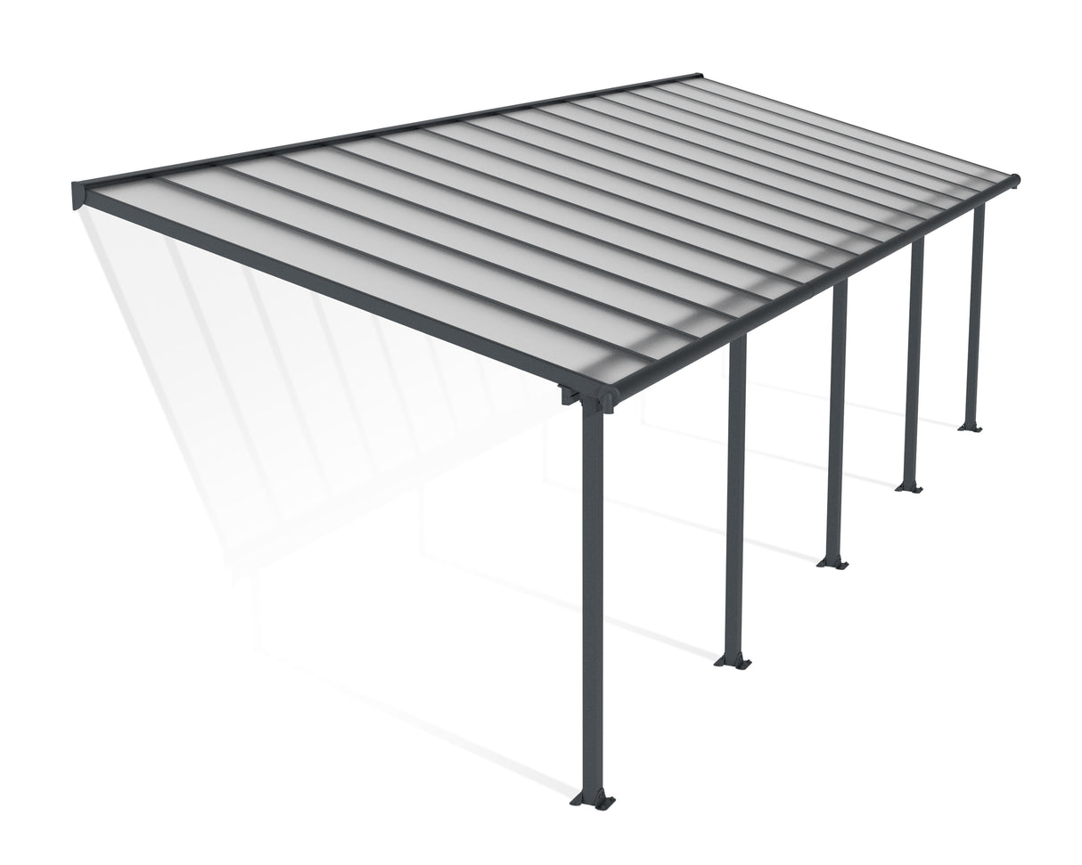 Olympia Patio Cover 3m x 9.2m - Grey Frame & Clear Polycarbonate