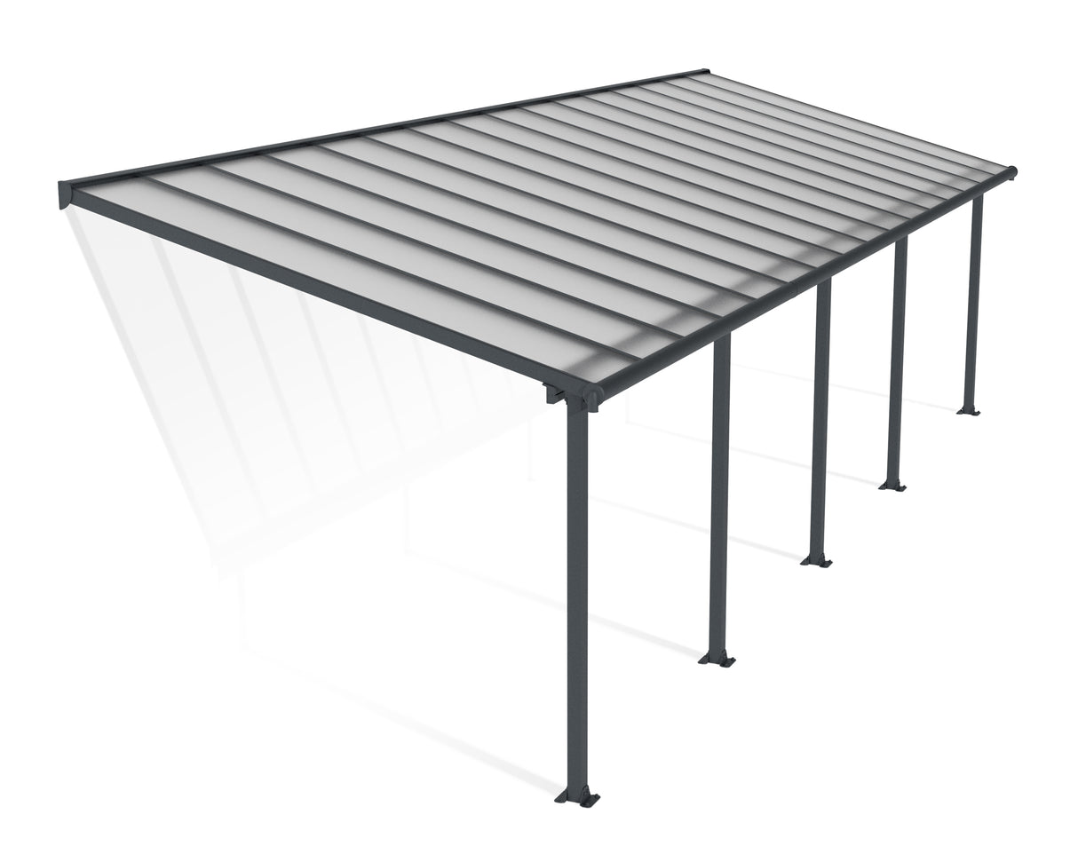 Olympia Patio Cover 3m x 9.8m - Grey Frame & Clear Polycarbonate