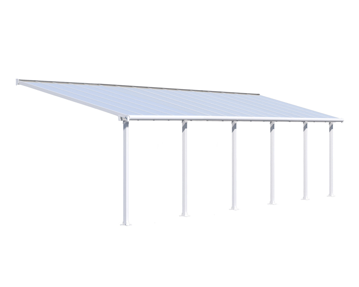 Olympia Patio Cover 3m x 9.8m - White Frame & Clear Polycarbonate