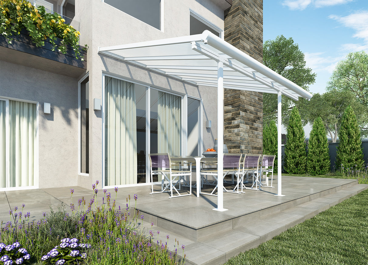 Sierra Patio Cover 3m x 3m - White Aluminium Frame & Clear Polycarbonate