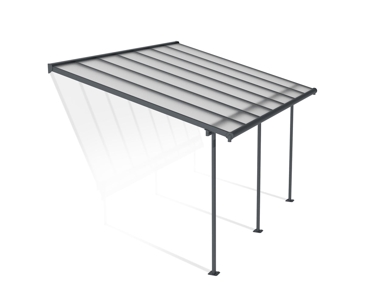 Sierra Patio Cover 3m x 4.3m - Grey Frame & Clear Polycarbonate