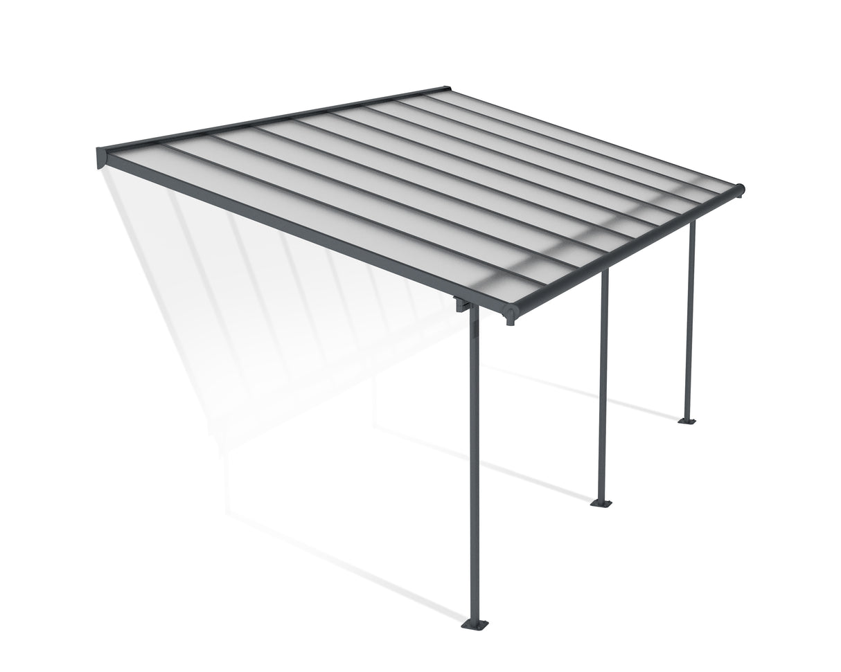 Sierra Patio Cover 3m x 5.6m - Grey Frame & Clear Polycarbonate