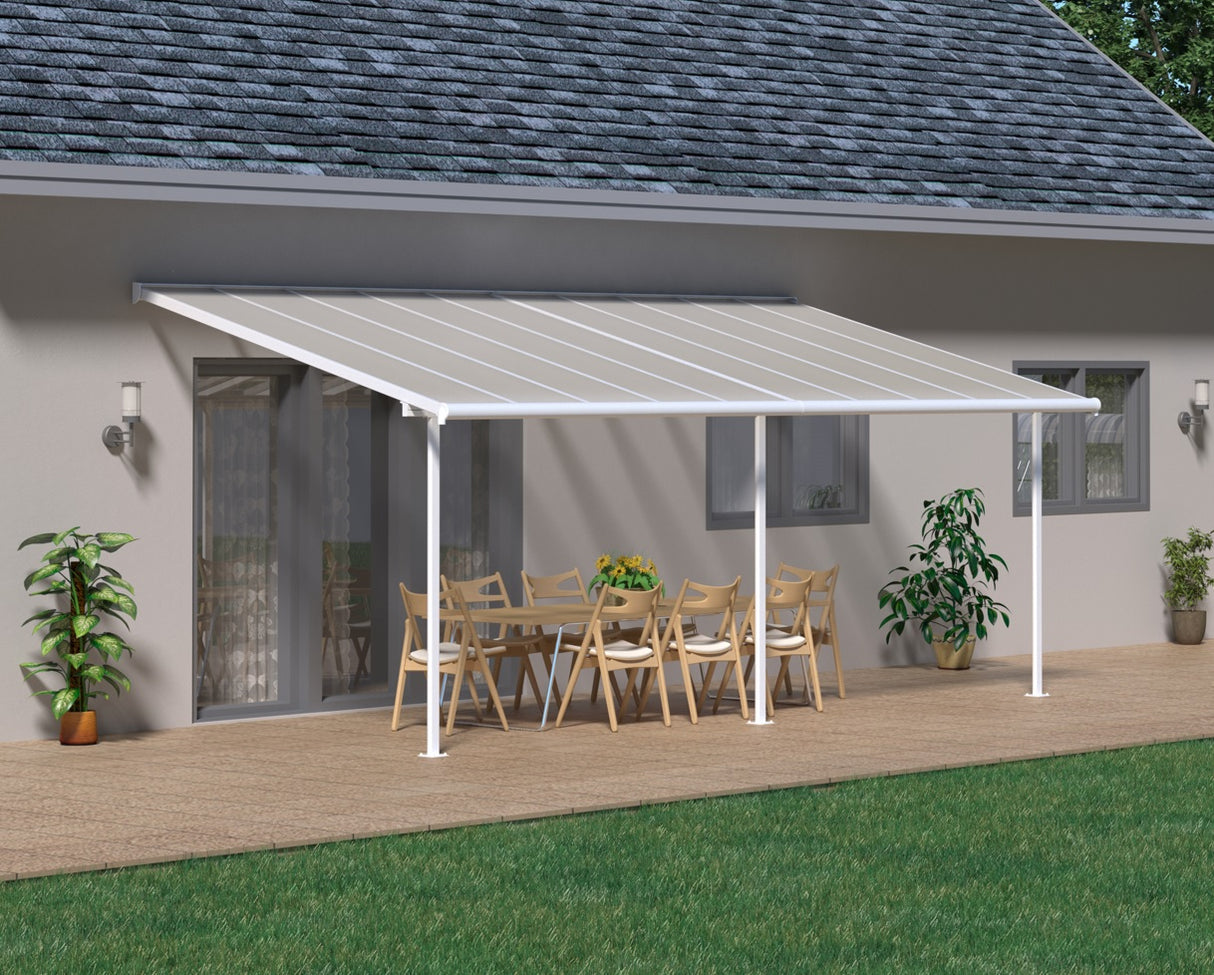 Sierra Patio Cover 3m x 6.2m - White Frame & Clear Polycarbonate