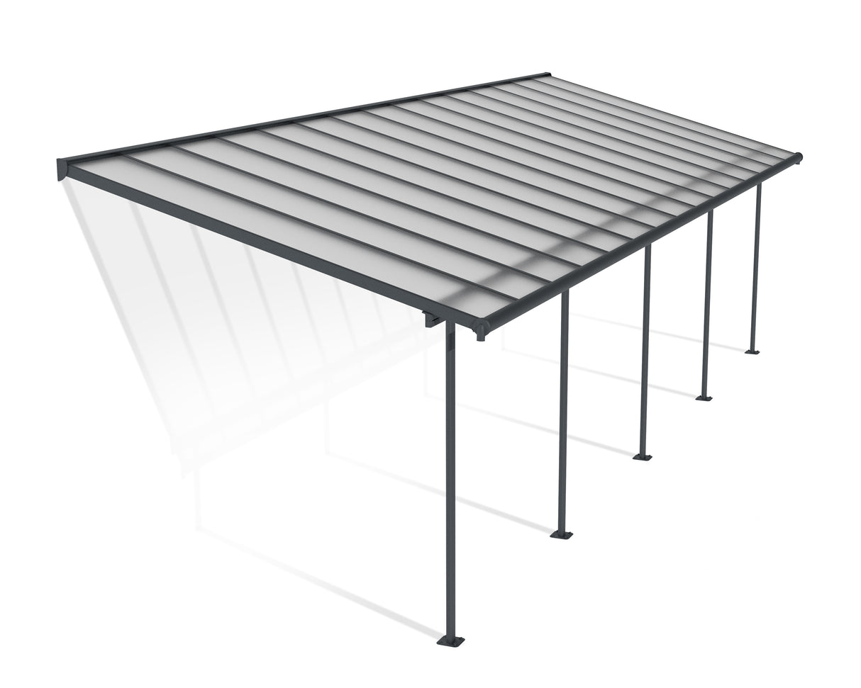 Sierra Patio Cover 3m x 9.2m - Grey Frame & Clear Polycarbonate