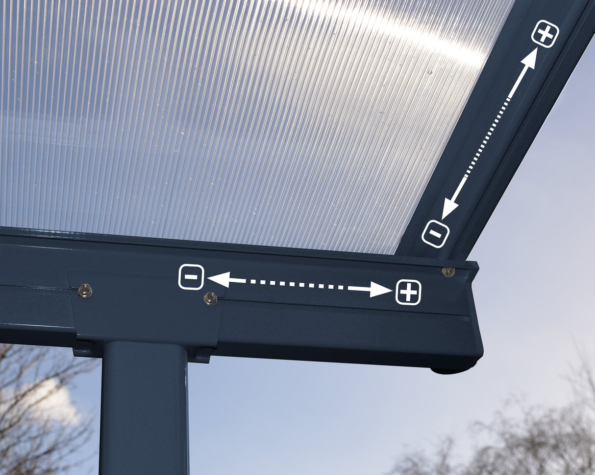 Sierra Patio Cover 3m x 5.6m - Grey Frame & Clear Polycarbonate