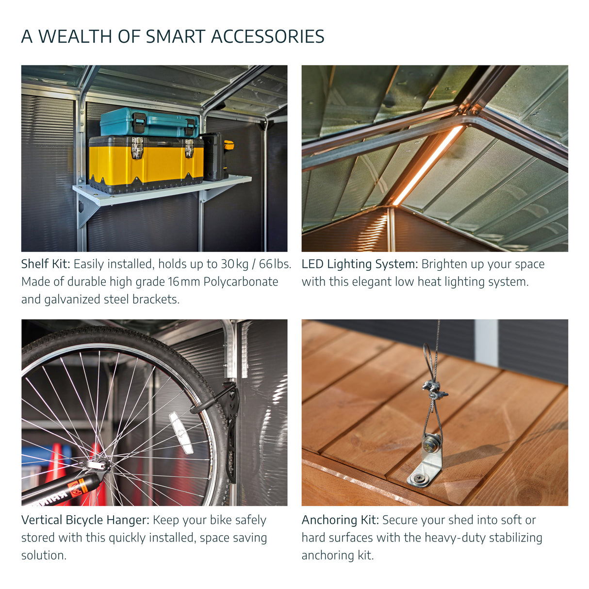 Rubicon 6ft. x 5ft. Garden Shed With Floor - Dark Grey Polycarbonate Panels