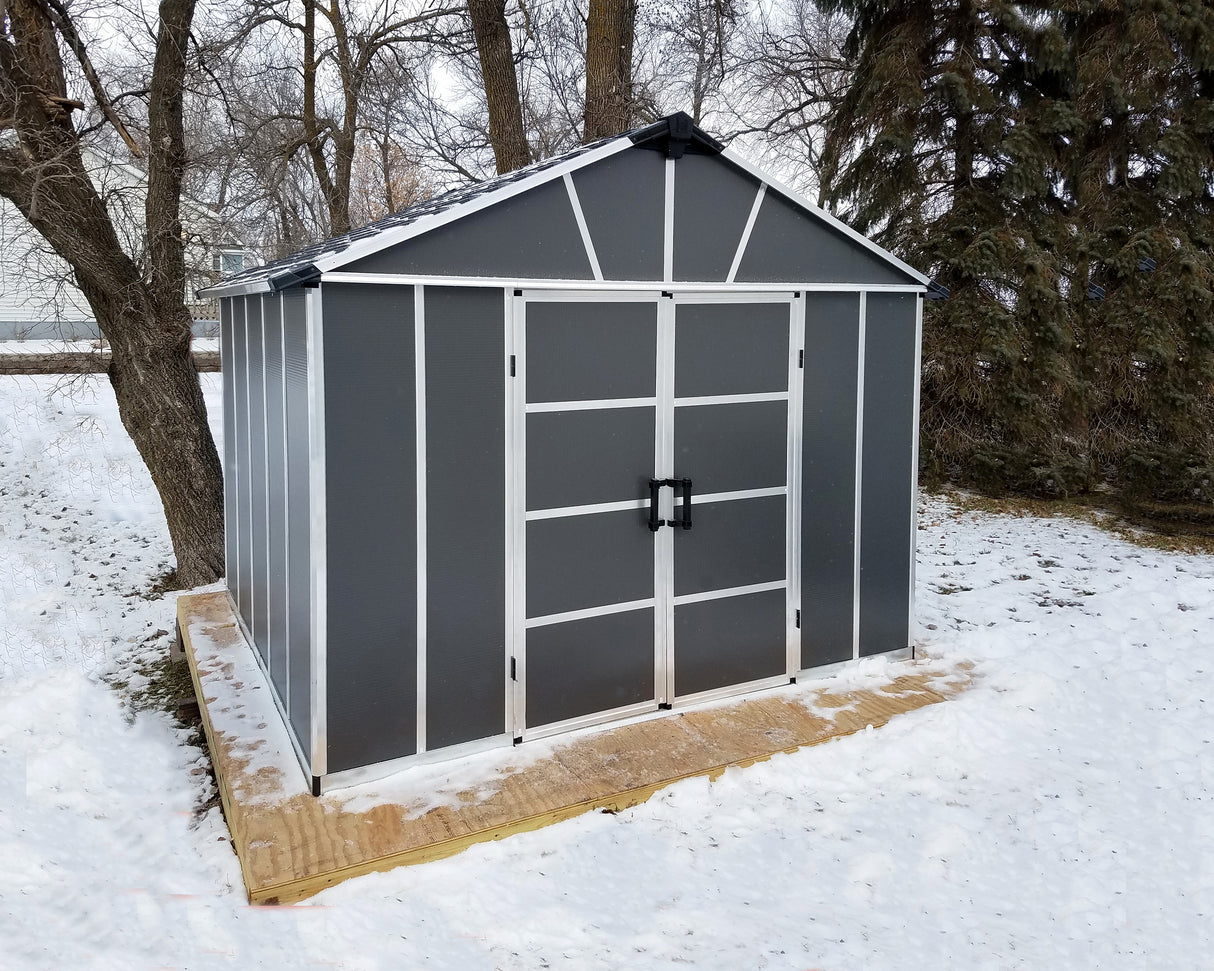 Yukon 11ft. x 9ft. Garden Shed With Floor - Dark Grey Polycarbonate Panels