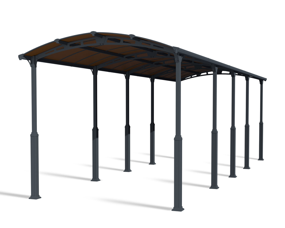 Alpine 12 ft. x 35 ft. Extra High Carport - Grey Aluminium & Twin-wall Polycarbonate Roof Panels