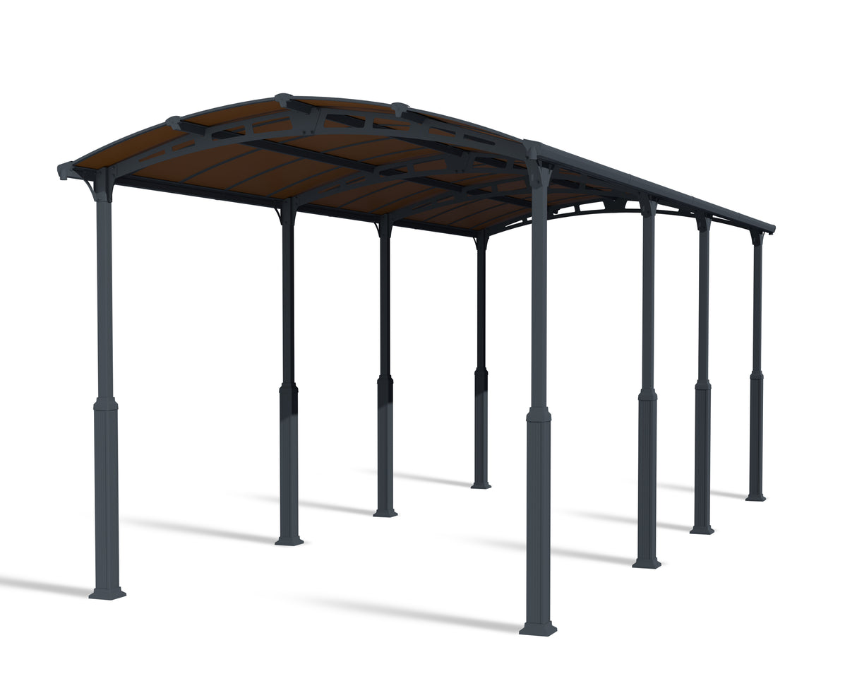 Alpine 12' x 28' Extra High Carport - Grey Aluminium & Twin-wall Polycarbonate Roof Panels