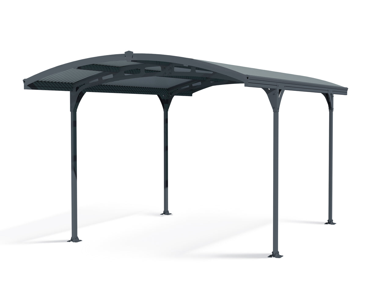 Atlas 10' x 16' Carport - Grey Aluminium & Polycarbonate Roof Panels