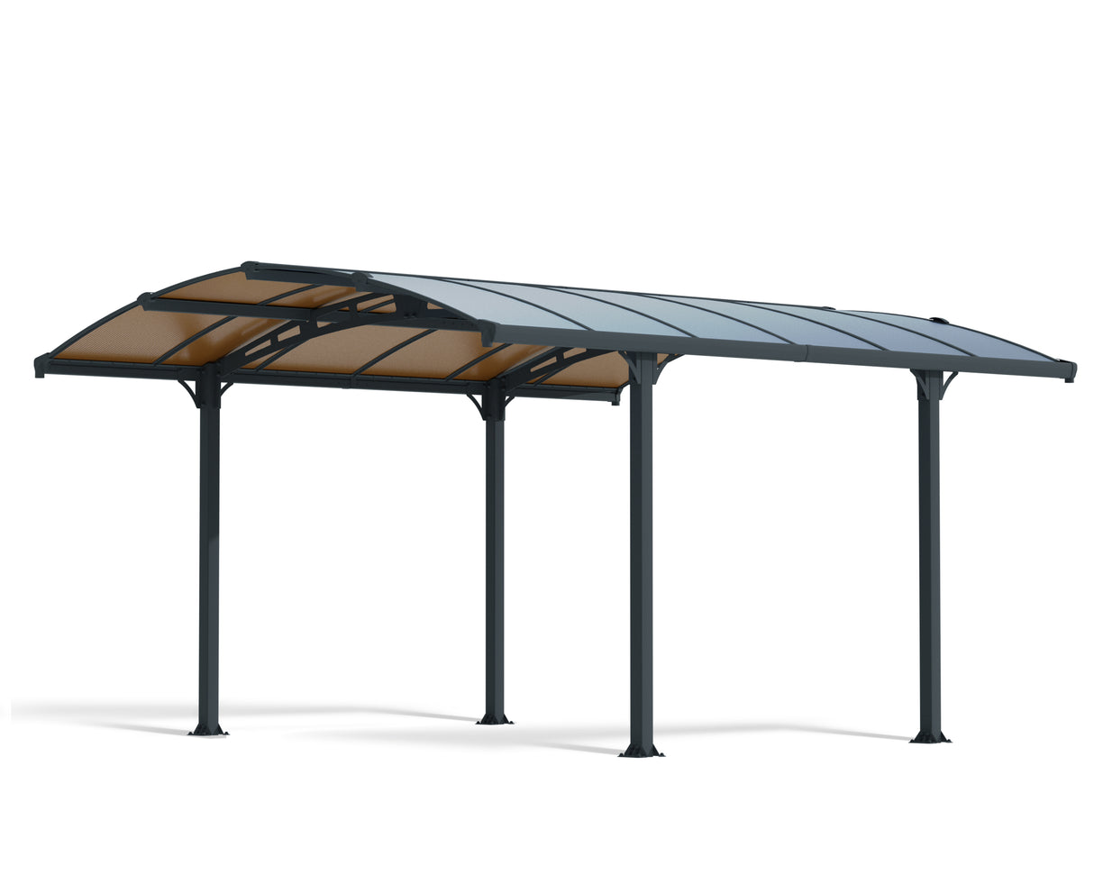 Tucson 3.6m x 4.35m Garden Gazebo in Grey with Polycarbonate Roof