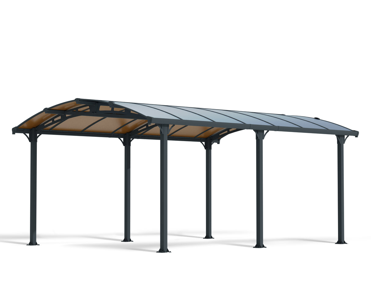 Tucson 3.6m x 5.1m Garden Gazebo in Grey with Polycarbonate Roof