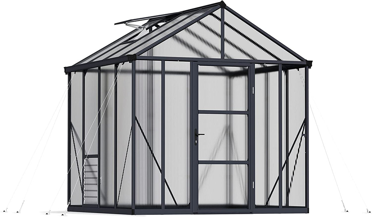 Glory 8' x 8' Greenhouse - Grey Frame & Multiwall Polycarbonate Panels