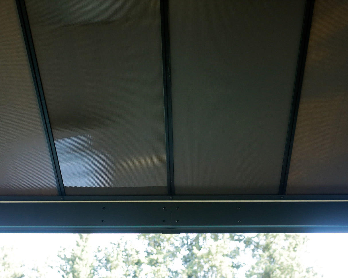 Dallas 3.6m x 4.3m Garden Gazebo in Grey Aluminium with Polycarbonate Roof