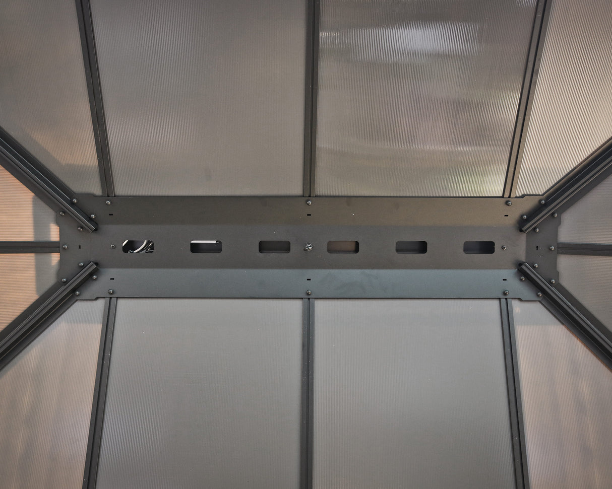 Dallas 3.6m x 6m Garden Gazebo in Grey Aluminium with Polycarbonate Roof