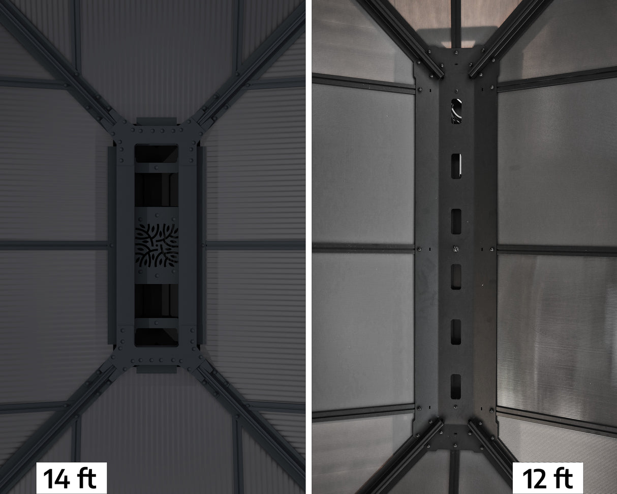 Dallas 4.2m x 4.2m Garden Gazebo in Grey Aluminium with Polycarbonate Roof