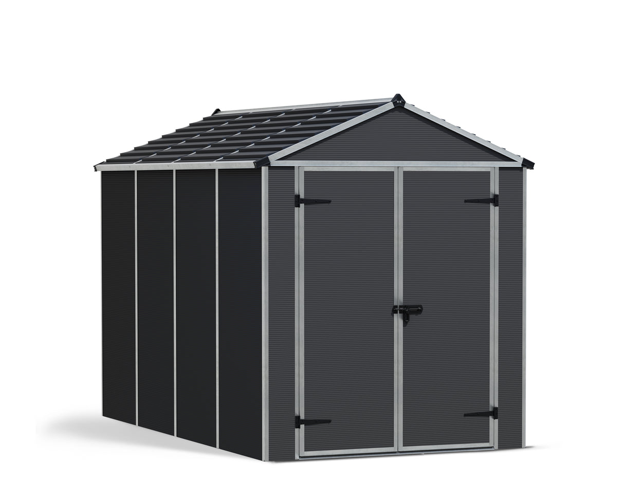 Rubicon 6 x 10 ft Garden Shed With Floor - Dark Grey Polycarbonate Panels