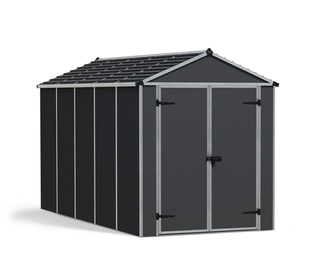 Rubicon 6ft. x 12ft. Garden Shed With Floor - Dark Grey Polycarbonate Panels