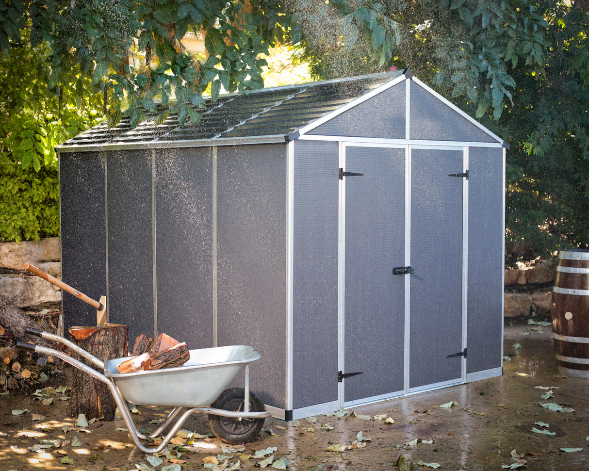 Rubicon 8ft. x 10ft. Garden Shed With Floor - Dark Grey Polycarbonate Panels