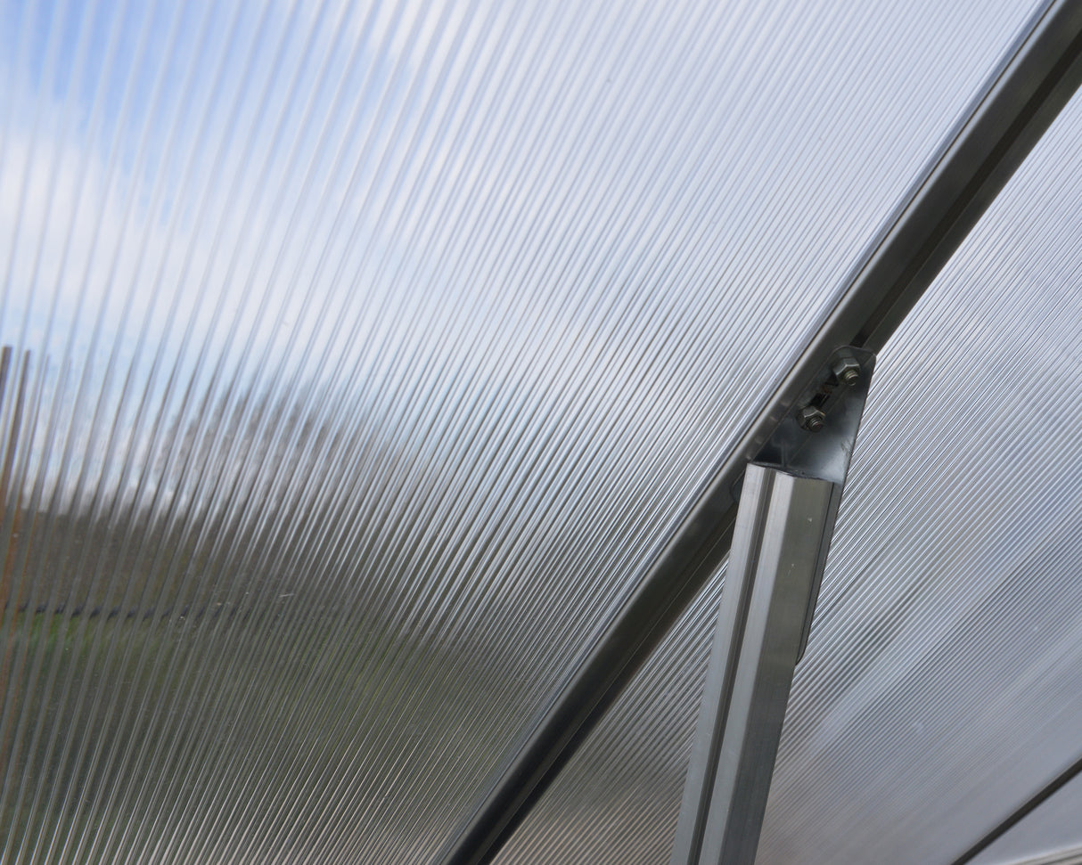 Hybrid 6' x 14' Greenhouse - Silver Frame & Hybrid Polycarbonate Panels