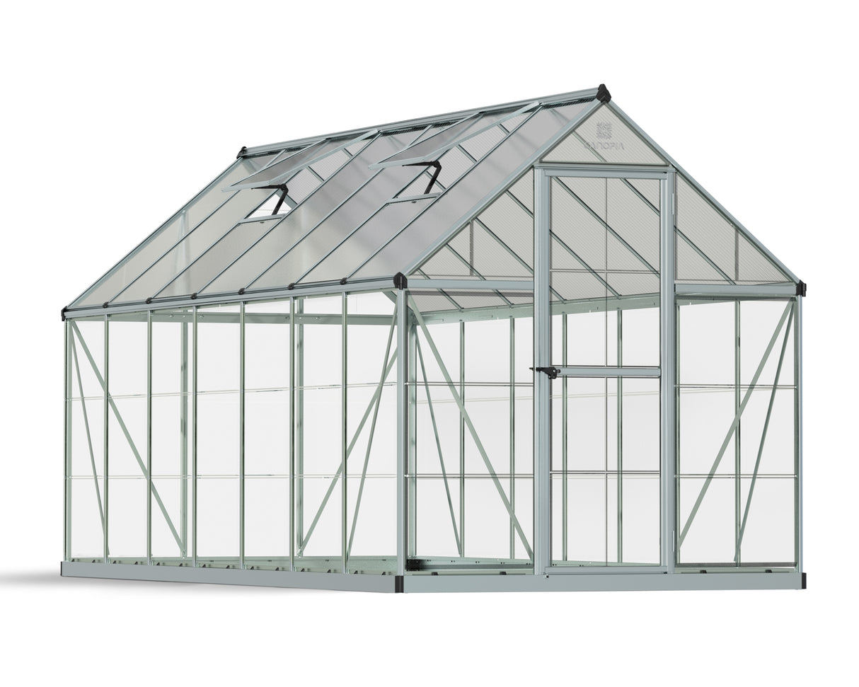 Hybrid 6' x 14' Greenhouse - Silver Frame & Hybrid Polycarbonate Panels