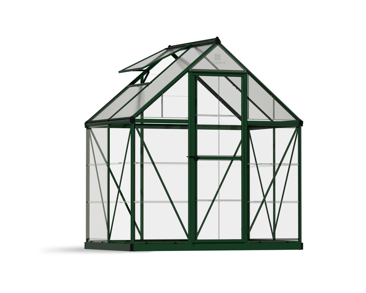 Hybrid 6' x 4' Greenhouse - Green Frame & Hybrid Polycarbonate Panels