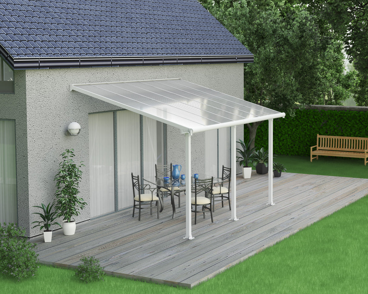 Olympia Patio Cover 3m x 4.3m - White Frame & Clear Polycarbonate
